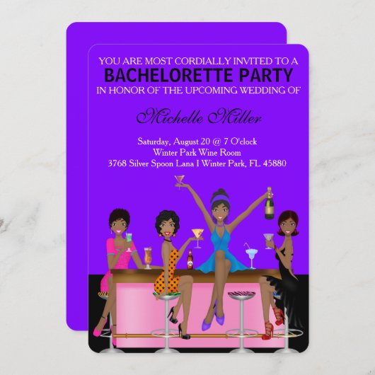 Chic Bachelorette Bash Aangepaste uitnodiging (Voorkant / Achterkant)
