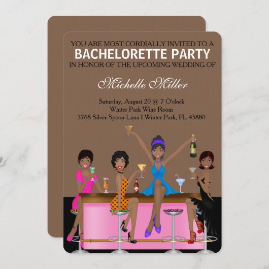 Chic Bachelorette Bash Aangepaste uitnodiging (Voorkant / Achterkant)