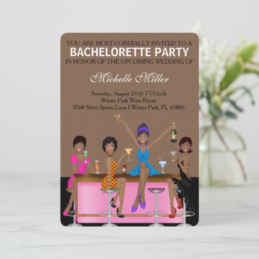 Chic Bachelorette Bash Aangepaste uitnodiging (Staand voorkant)