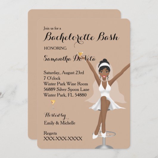Chic Bachelorette Bash Custom Party Uitnodiging (Voorkant / Achterkant)