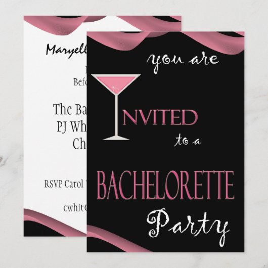 Chic Bachelorette Party Invitation Kaart (Voorkant / Achterkant)