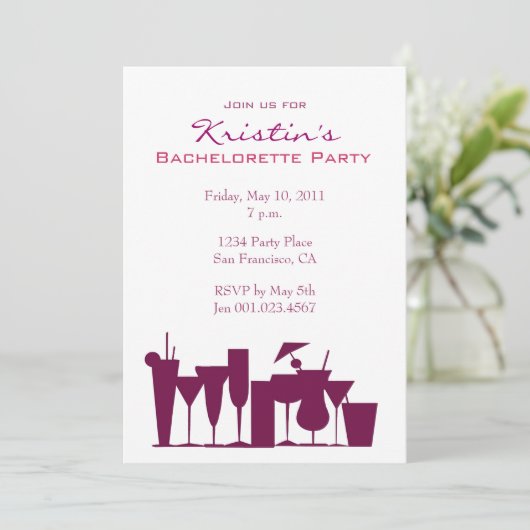 Chic Bachelorette Party Invitation Kaart (Staand voorkant)
