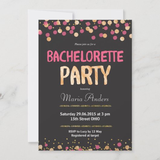 Chic Bachelorette Party Invitation Kaart (Voorkant)