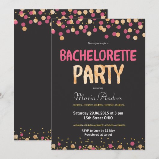 Chic Bachelorette Party Invitation Kaart (Voorkant / Achterkant)