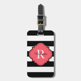 CHIC BAGAGE/BAG TAG_MODERN 77 KORAAL/ZWART/WIT BAGAGELABEL