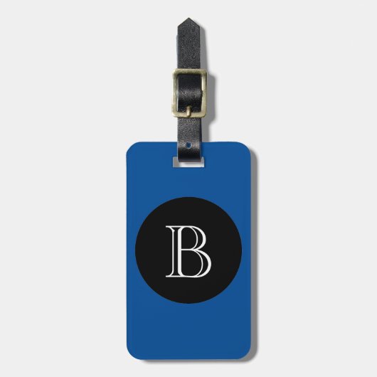 CHIC BAGAGELABEL_156 BLAUW/ZWART/MONOGRAM BAGAGELABEL (Voorkant verticaal)