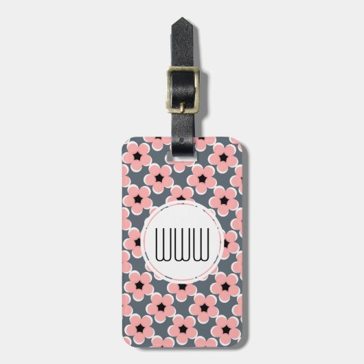 CHIC BAGAGELABEL_BALLET PINK/GRAY FLORAL BAGAGELABEL (Voorkant verticaal)