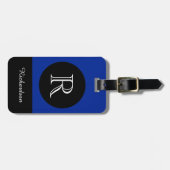 CHIC BAGAGELABEL_BLACK/BLUE/WITTE INITIAAL/NAAM BAGAGELABEL (Voorkant horizontaal)
