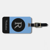 CHIC BAGAGELABEL_BLACK/BLUE/WITTE INITIAAL/NAAM BAGAGELABEL (Voorkant horizontaal)