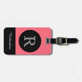 CHIC BAGAGELABEL_BLACK/CORAL/WITTE INITIAAL/NAAM BAGAGELABEL