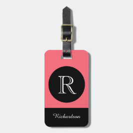 CHIC BAGAGELABEL_BLACK/CORAL/WITTE INITIAAL/NAAM BAGAGELABEL