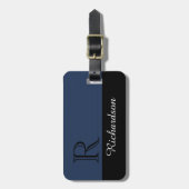 CHIC BAGAGELABEL_BLACK/NAVY/WHITE INITIAAL/NAAM BAGAGELABEL (Voorkant verticaal)