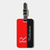 CHIC BAGAGELABEL_BLACK/RED/WHITE INITIAAL/NAME BAGAGELABEL (Voorkant verticaal)