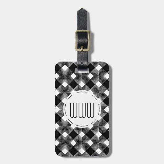 CHIC BAGAGELABEL_BLACK/WHITE PLAID BAGAGELABEL (Voorkant verticaal)