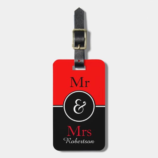 CHIC BAGAGELABEL_MODERN "Mr & Mrs" RED/BLACK Bagagelabel (Voorkant verticaal)