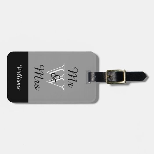 CHIC BAGAGELABEL_"Mr & Mrs." 252 GRAY/BLACK/WHITE Bagagelabel (Voorkant horizontaal)