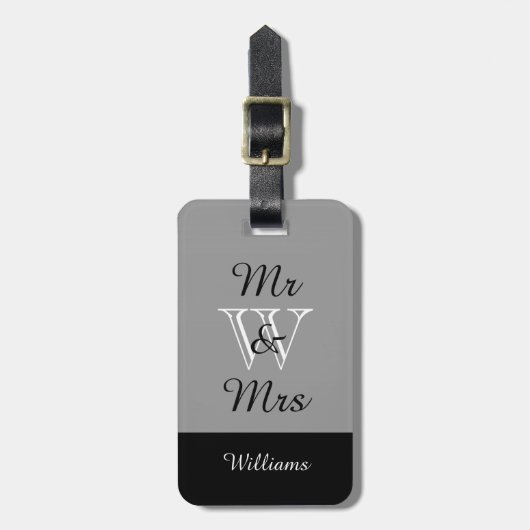 CHIC BAGAGELABEL_"Mr & Mrs." 252 GRAY/BLACK/WHITE Bagagelabel (Voorkant verticaal)