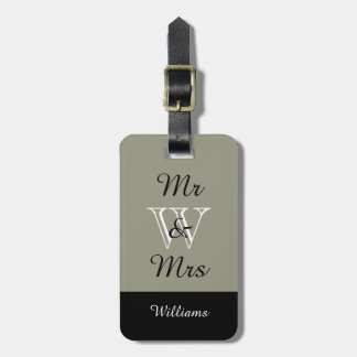 CHIC BAGAGELABEL_"Mr & Mrs." 607 TAUPE/BLACK/WHITE Bagagelabel