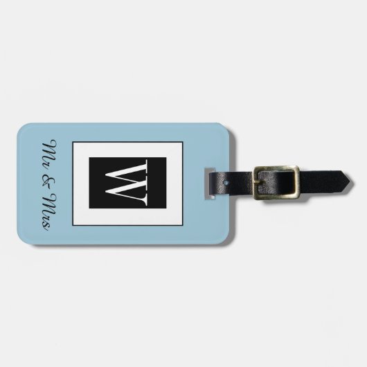 CHIC BAGAGELABEL_"Mr & Mrs." BLACK/WHITE/BLUE Bagagelabel (Voorkant horizontaal)