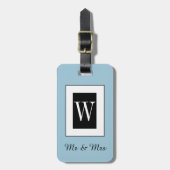 CHIC BAGAGELABEL_"Mr & Mrs." BLACK/WHITE/BLUE Bagagelabel (Voorkant verticaal)