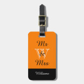 CHIC BAGAGELABEL_"Mr & Mrs." in het ORANJE/BLACK/W Bagagelabel (Voorkant verticaal)