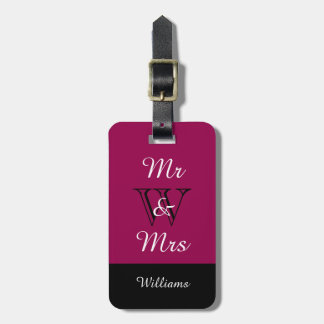 CHIC BAGAGELABEL_"Mr & Mrs" RASBERRY/BLACK/WHITE Bagagelabel