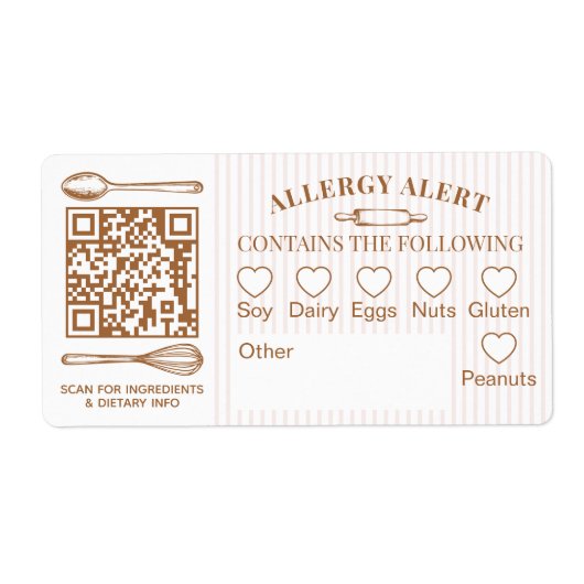 Chic Bakery Logo Allergy Alert Baked Goods QR Code Etiket (Voorkant)