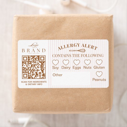 Chic Bakery Logo Allergy Alert Baked Goods QR Code Etiket (Insitu)