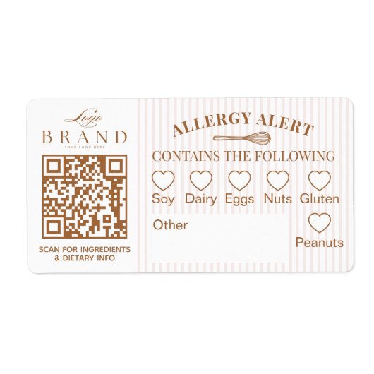 Chic Bakery Logo Allergy Alert Baked Goods QR Code Etiket (Voorkant)