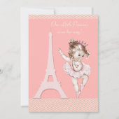 Chic Ballerina Eiffel Tower Chevrons Baby shower Kaart (Voorkant)