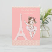 Chic Ballerina Eiffel Tower Chevrons Baby shower Kaart (Staand voorkant)