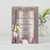 Chic-ballonnen, Gold Confetti Flowers Retirement Kaart (Staand voorkant)