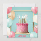 Chic Balloons & Candlelit Bewerkbare verjaardagsta Kaart (Voorkant)