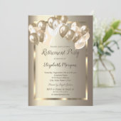 Chic Balloons, Gold Lijst, Champagne Retirement Kaart (Staand voorkant)