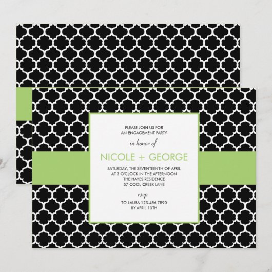 Chic Band General Party Invitation (Green Apple) Kaart (Voorkant / Achterkant)