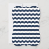 Chic Baptism Nautical Navy Waves Anchor Invite Kaart (Achterkant)