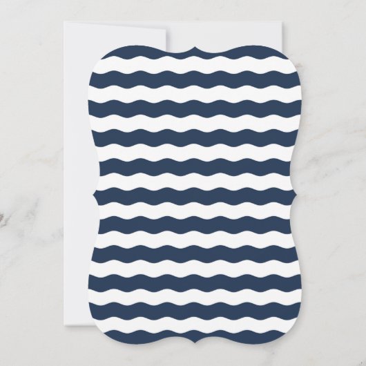 Chic Baptism Nautical Navy Waves Anchor Invite Kaart (Achterkant)