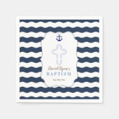 Chic Baptism Nautical Navy Waves Anchor Servetten (Voorkant)