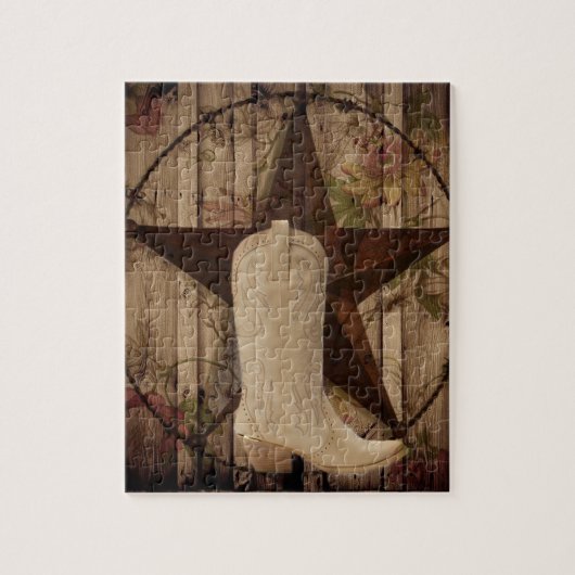 Chic barn wood Texas Star Western land cowgirl Legpuzzel (Verticaal)