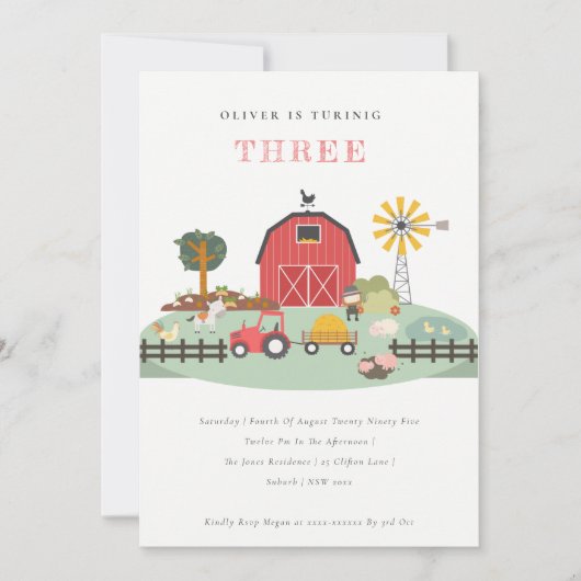 Chic Barnyard Boerderij Animal Any Age Foto Verjaa Kaart (Voorkant)