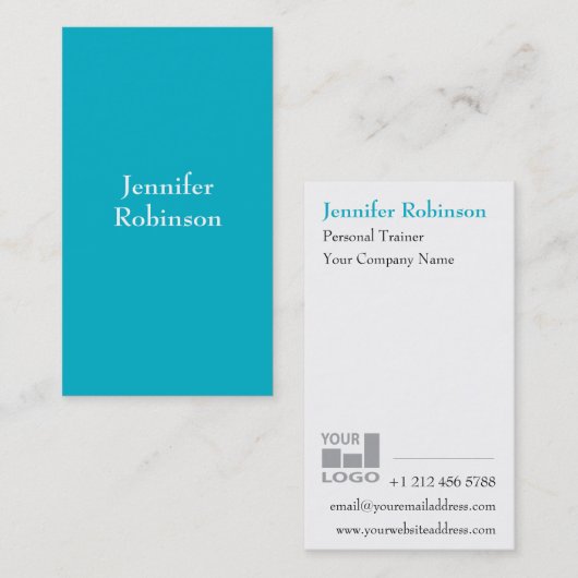 Chic Basic Modern Turqoise Business Professional Visitekaartje (Voorkant / Achterkant)