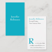Chic Basic Modern Turqoise Business Professional Visitekaartje (Voorkant / Achterkant)