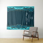 Chic Bat Mitzvah Party Blauwgroen gouden fotocabin Wandkleed (In Situ (horizontaal))