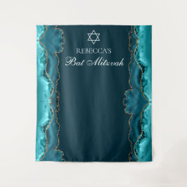 Chic Bat Mitzvah Party Blauwgroen gouden fotocabin Wandkleed