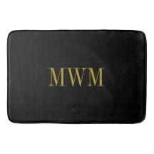 CHIC BATH MAT_BLACK SOLID/GOLD MONOGRAM