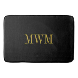 CHIC BATH MAT_BLACK SOLID/GOLD MONOGRAM BADMAT