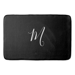 CHIC BATH MAT_BLACK SOLID/WHITE MONOGRAM BADMAT