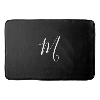 CHIC BATH MAT_BLACK SOLID/WHITE MONOGRAM BADMAT