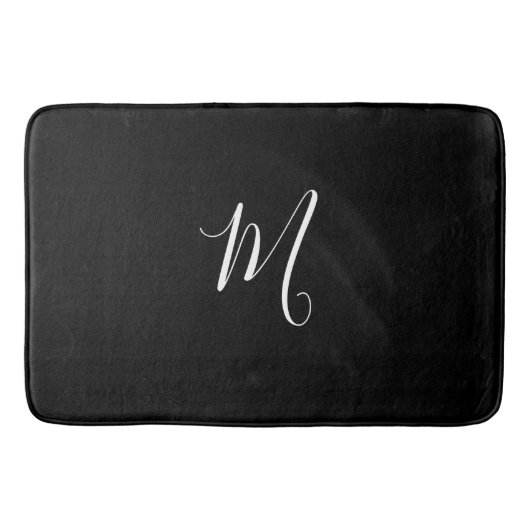 CHIC BATH MAT_BLACK SOLID/WHITE MONOGRAM BADMAT (Voorkant)