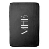 CHIC BATH MAT_BLACK SOLID/WITTE MONOGRAM BADMAT (Voorkant Verticaal)